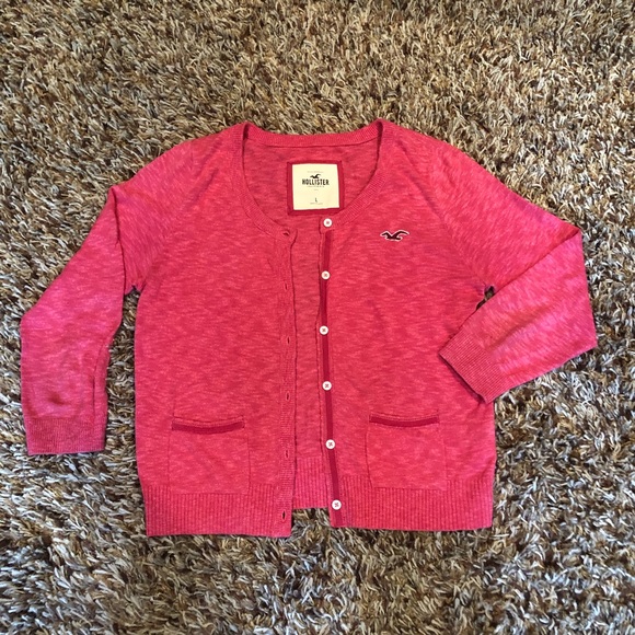Hollister Sweaters - Hollister - pink cardigan - 3/4 sleeve size Large
